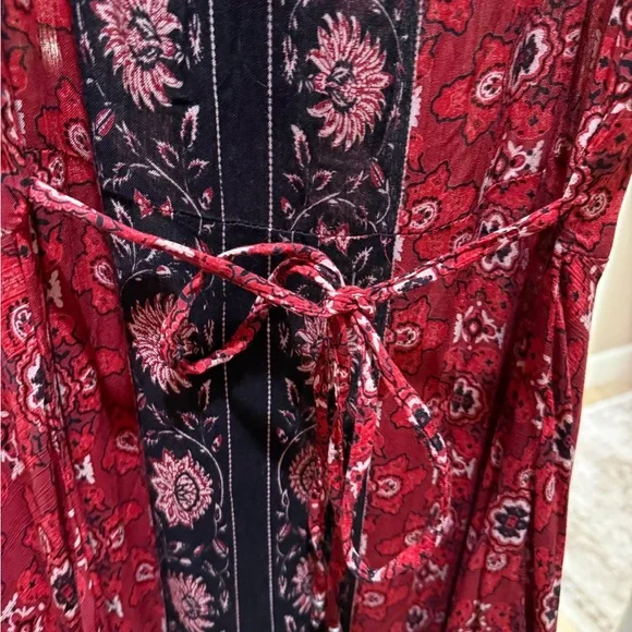 💃Nostalgia Red and Black Floral Boho Dress - Picture 3 of 4